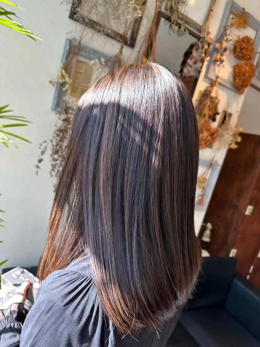 ロング カラー グレージュ ハイライトカラー ハイライト カット ヘアカラー トリートメント 💜推しインナー カラー/菊池柊真💜のヘアスタイル