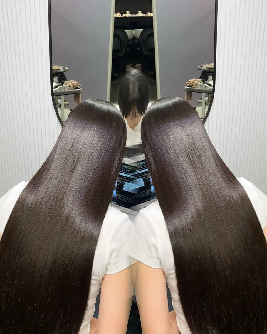 ロング 縮毛矯正 トリートメント RAF／Lino 美髪矯正／暗髪カラーのヘアスタイル