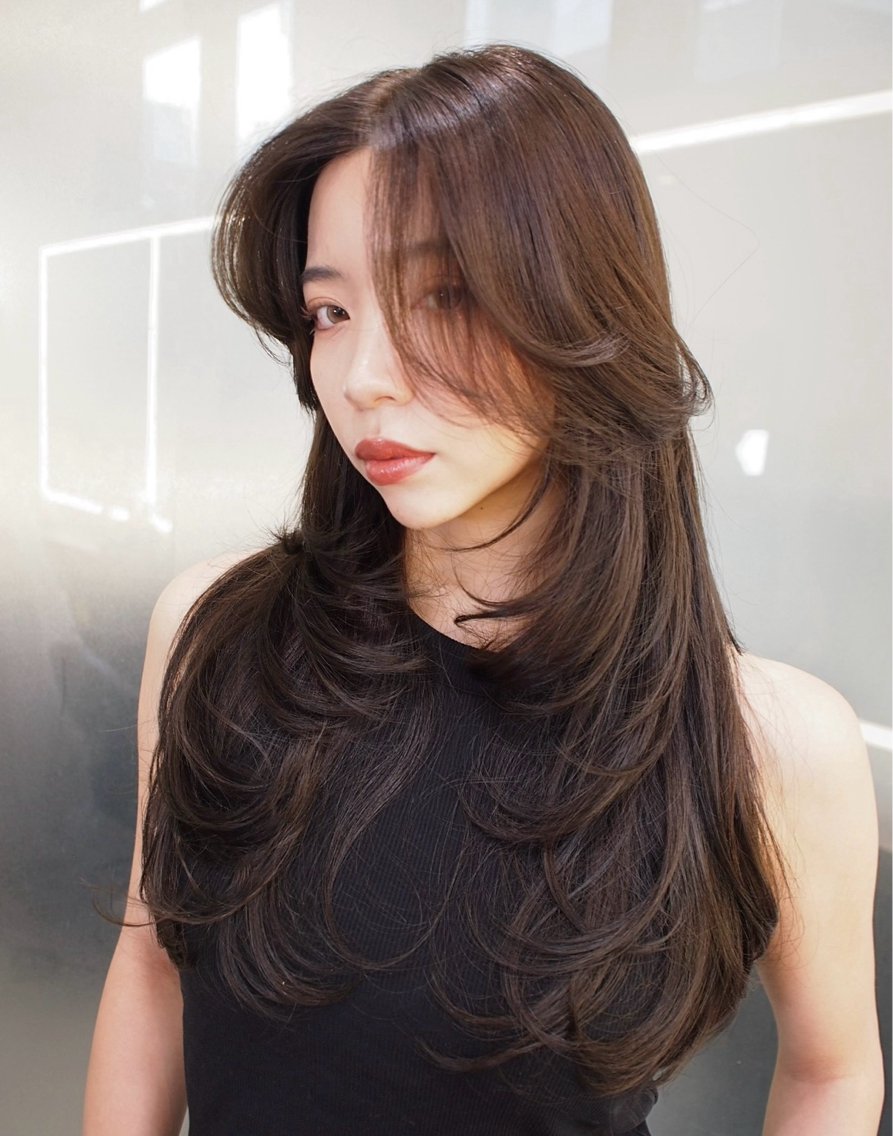 ロング 小顔カット パーマモデル募集堀本 夢来のヘアスタイル