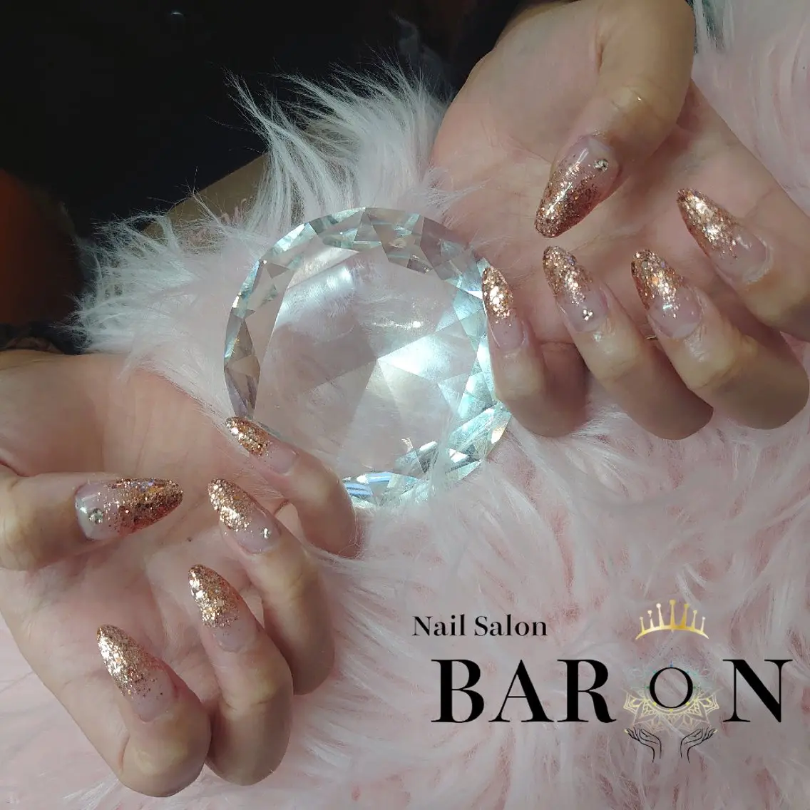 ネイル グラデーション ラメ(グリッター) ラメグラデーション スカルプネイル ハンドネイル ♛BARON♛ AOIのネイルデザイン