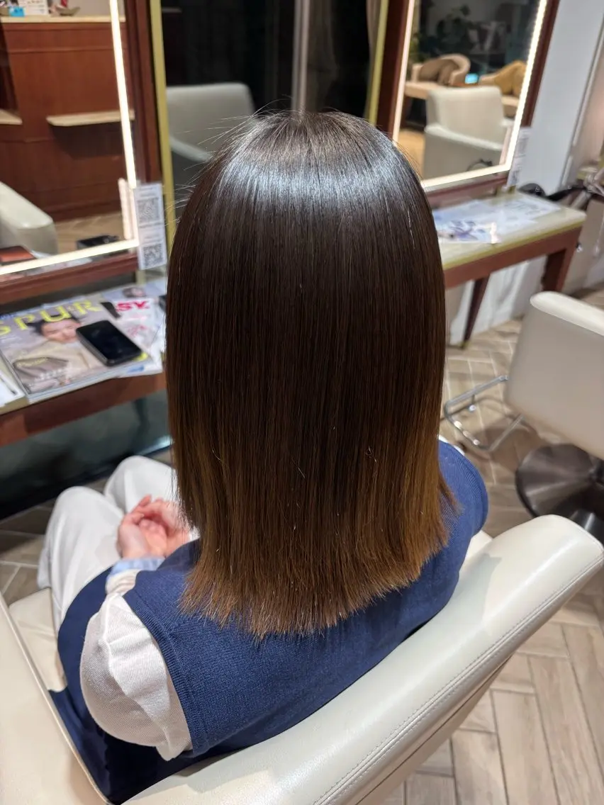 ミディアム 縮毛矯正 山中 あるのヘアスタイル