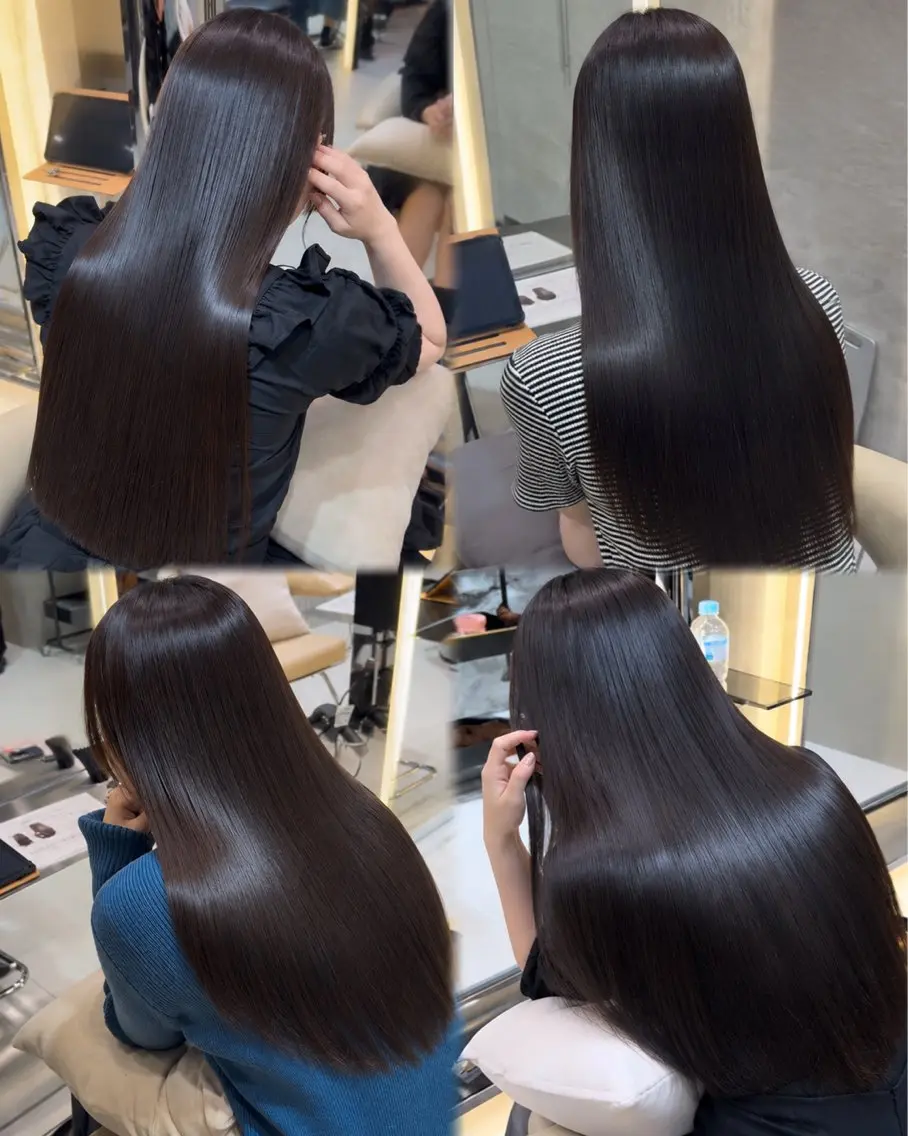 ロング 縮毛矯正 トリートメント 韓国レイヤー 田中 励也のヘアスタイル