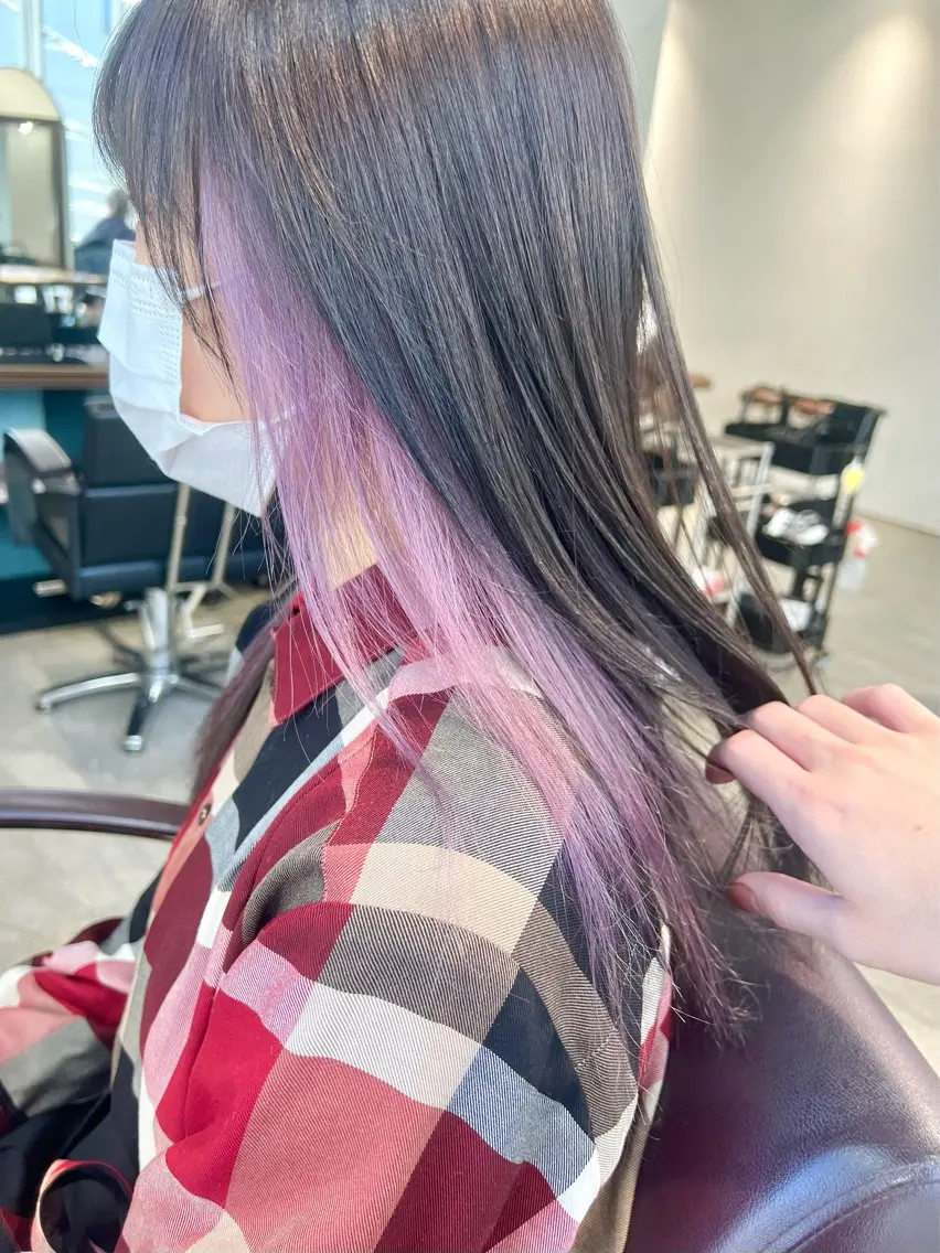 セミロング カラー ヘアアレンジ ヘアカラー トリートメント ヘッドスパ ヘアセット 🌈インナーカラー ‘ショウマ’🌈のヘアスタイル