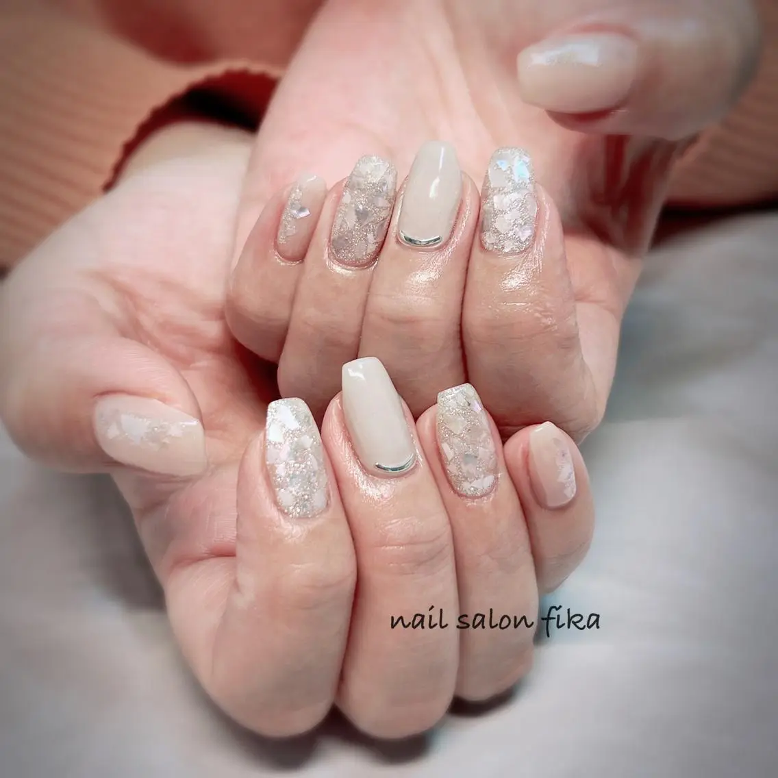 ネイル アートネイル キラキラネイル 夏ネイル nail salon fikaのネイルデザイン