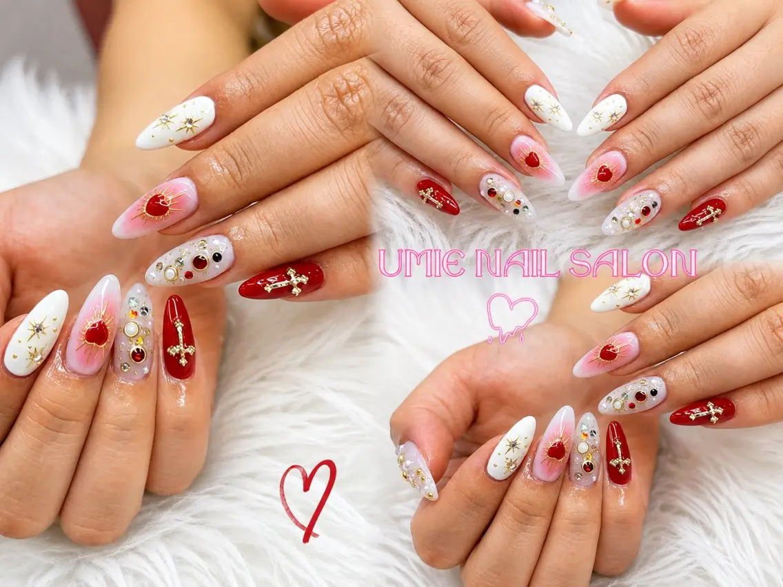 ネイル フットネイル フレンチネイル ジェルネイル ガラスフレンチ マグネットネイル UMIE NAIL SALONのネイルデザイン