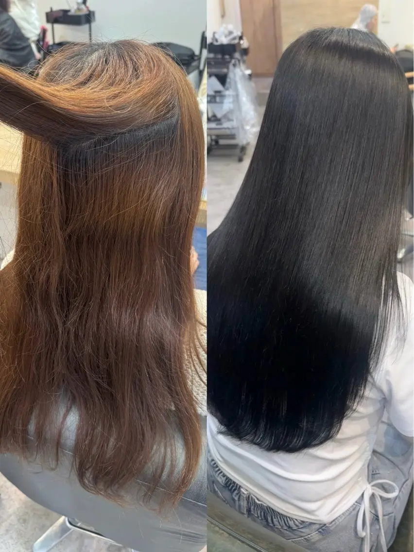 【🌷まとめて施術🌷】カット➕全頭縮毛矯正➕ダメージレスカラー➕トリートメントの写真