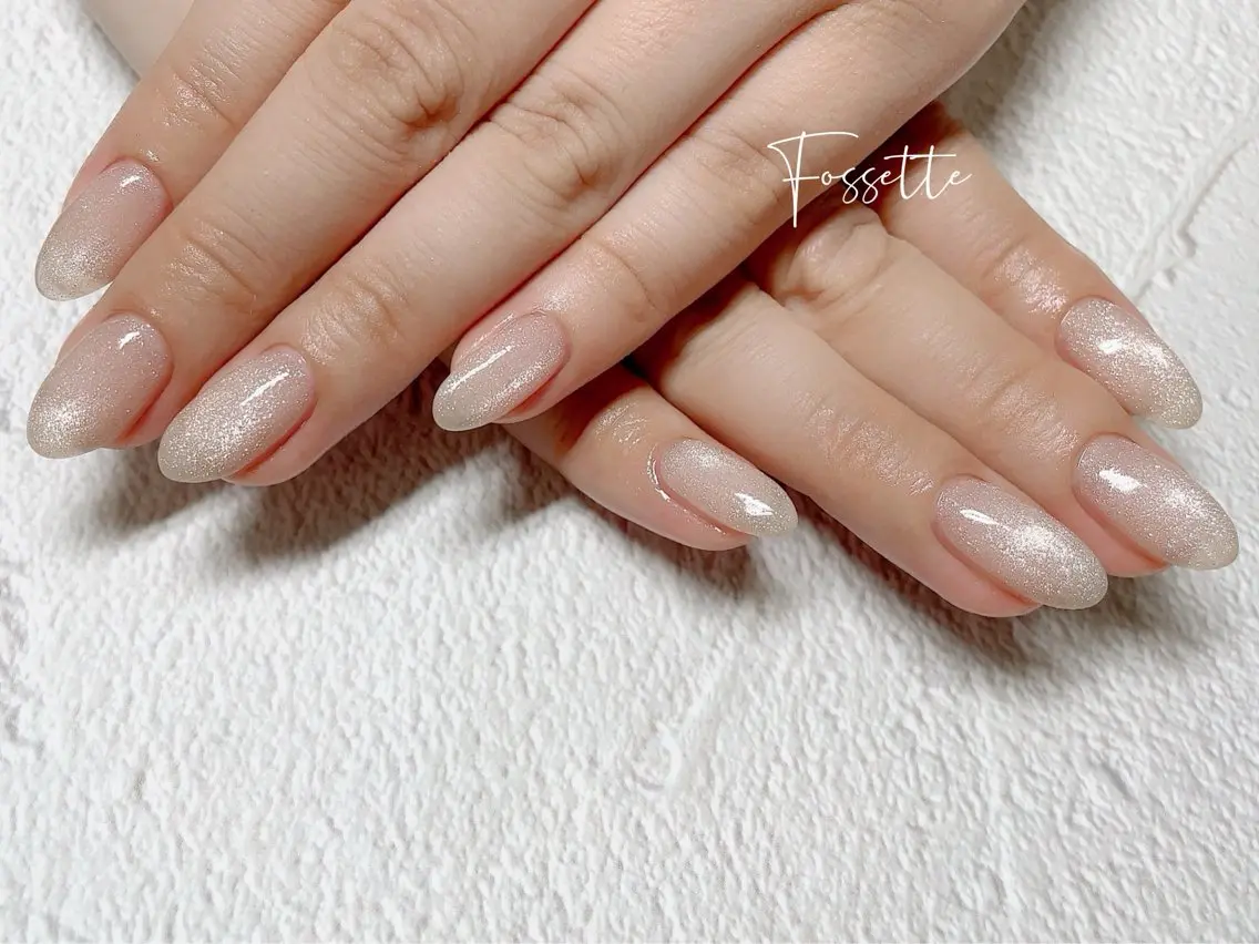 ネイル クリアネイル キラキラネイル マグネットネイル シンプルネイル ハンドネイル nailsalon Fossetteのネイルデザイン