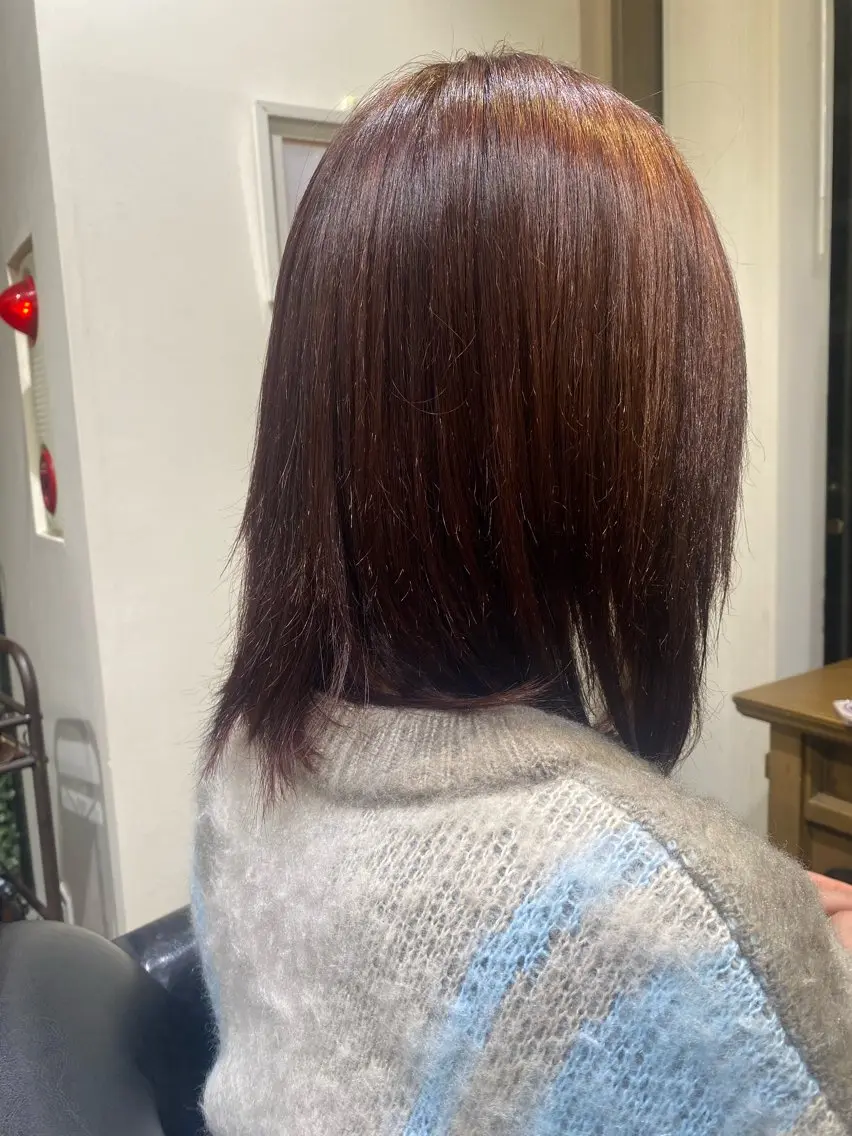 ミディアム カラー ベージュカラー ピンクカラー ピンクベージュ トリートメント ヘアカラー タグチ ランのヘアスタイル