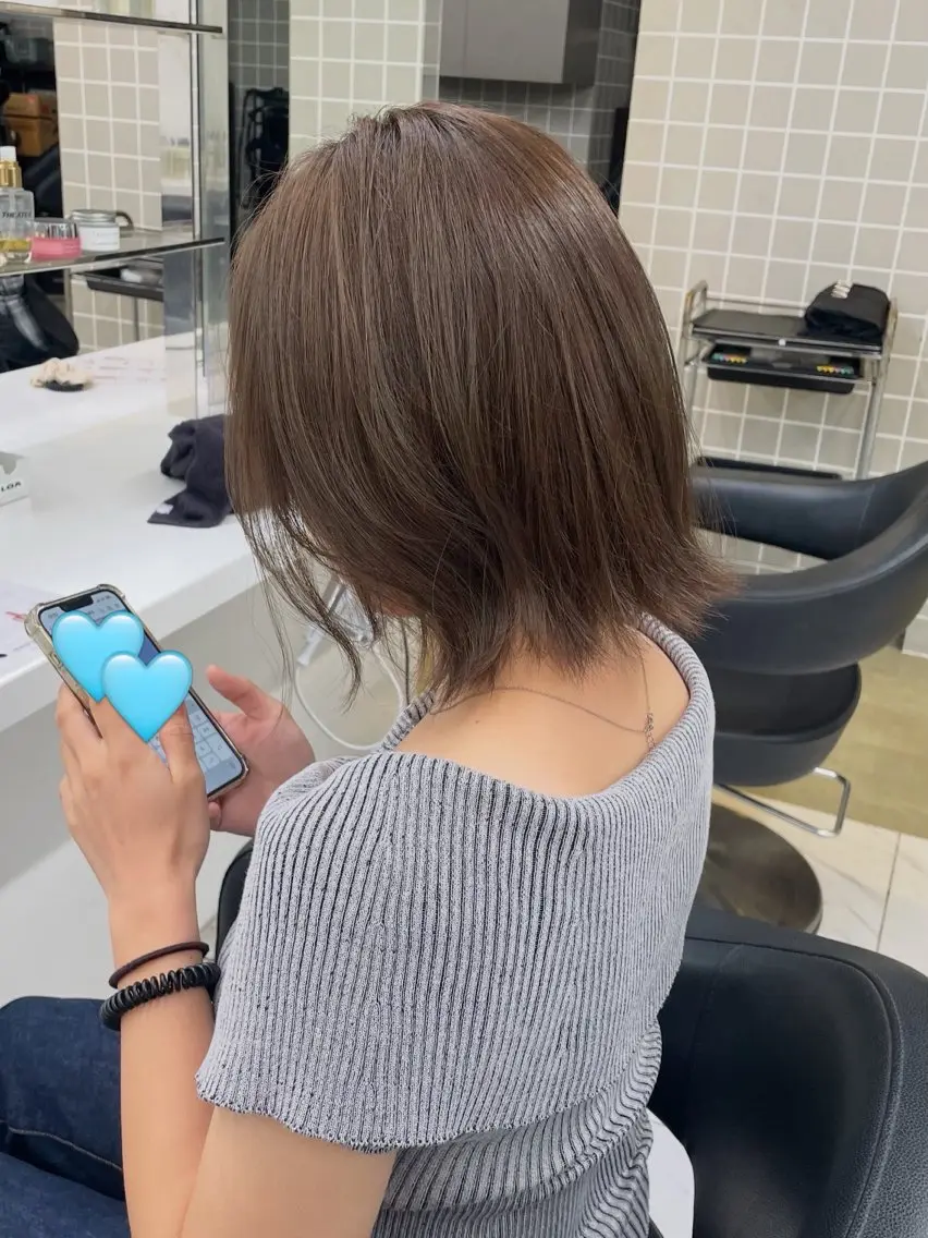 カラー ヘアカラー トリートメント ヘッドスパ 🖤暗髪グレージュ ｜透明感カラー　ゆりのヘアスタイル