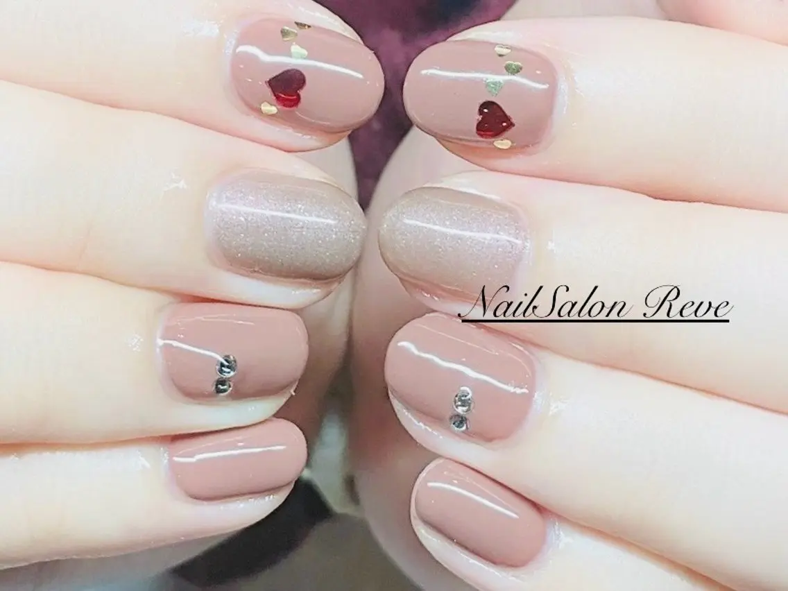 ネイル シンプルネイル バレンタイン ハンドネイル NailSalon Reveのネイルデザイン