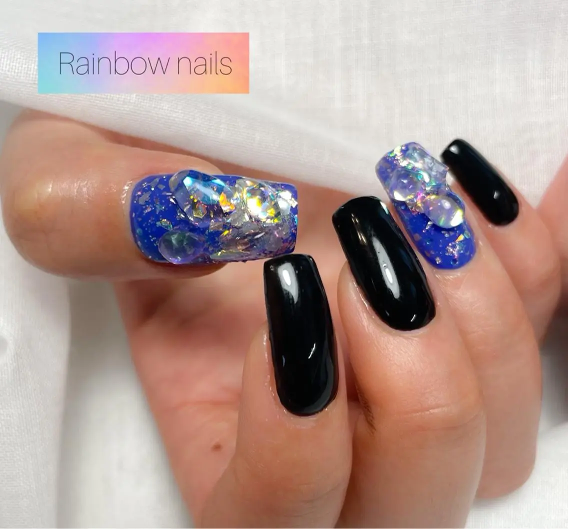 ネイル ハンドネイル Rainbow nailsくろちゃんのネイルデザイン