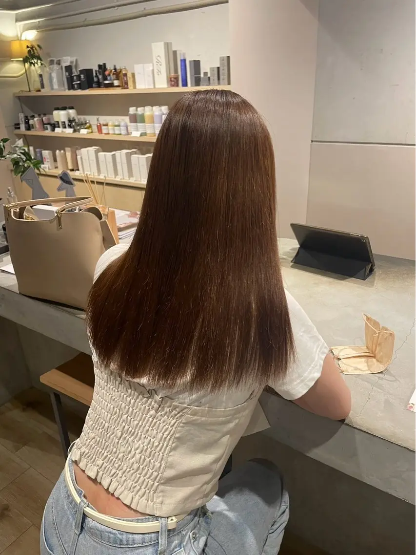 ブリーチなしダブルカラー+オートクチュールヘアエステ(ブロー込)の写真