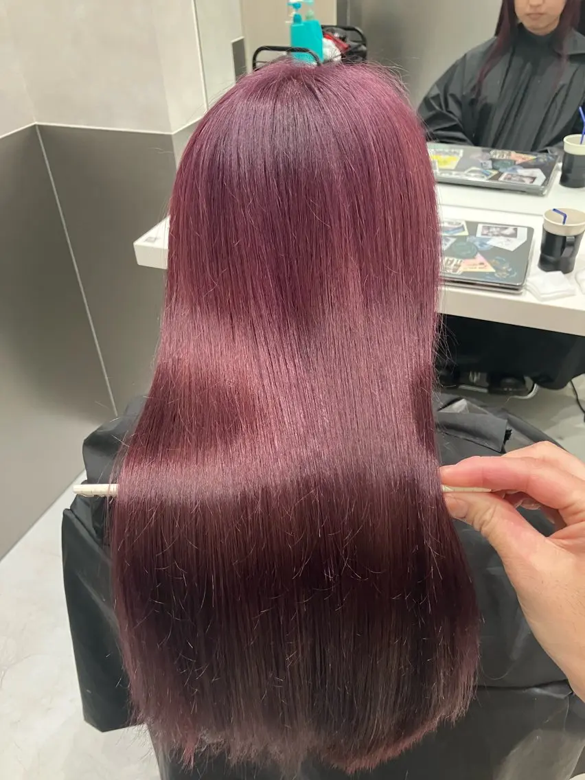 ロング カラー ヘアカラー トリートメント ヘッドスパ ヘアセット 💖ブリーチなし透明 感💖ASAHIのヘアスタイル