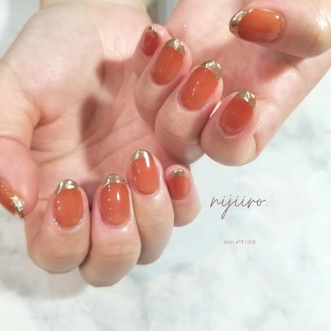ネイル フレンチネイル ミラーネイル ハンドネイル nijiiro🌈 サトウのネイルデザイン