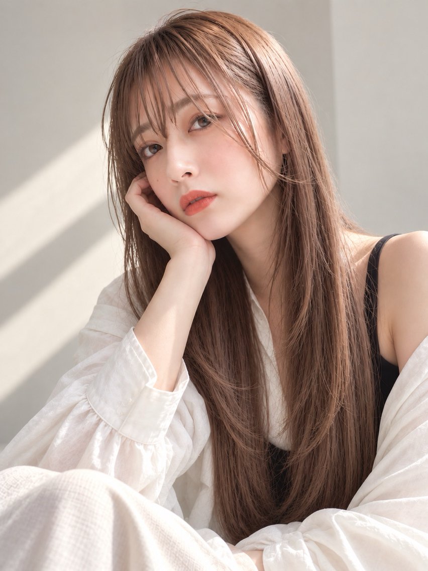 セミロング カラー ヘアアレンジ 韓国風ヘア レイヤーカット カット ヘアカラー トリートメント ヘアセット 髪質改善🫧縮毛矯正 ハイトーン/れんのヘアスタイル