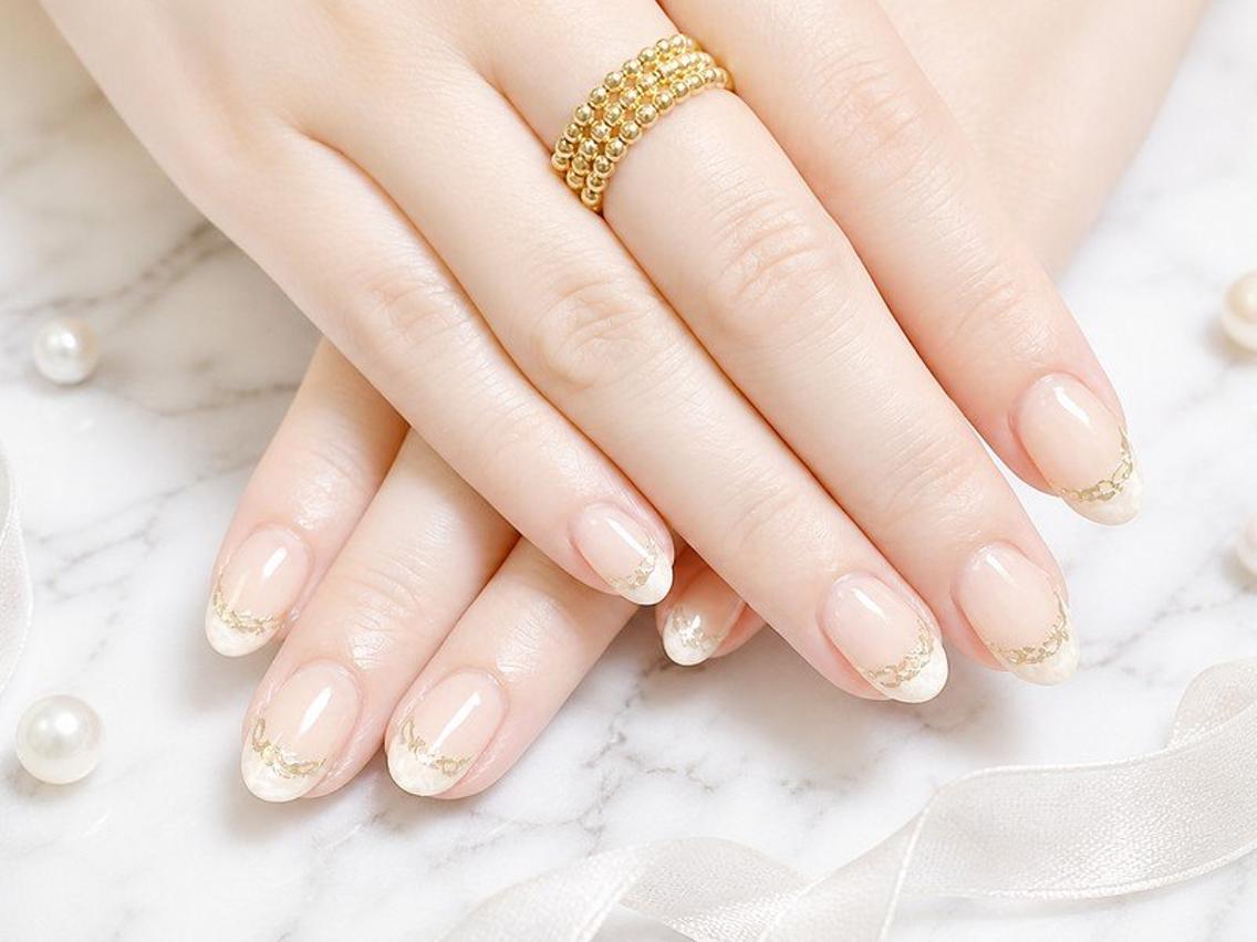 ネイル フレンチネイル レース ハンドネイル Lili Nail Studio西荻窪店のネイルデザイン