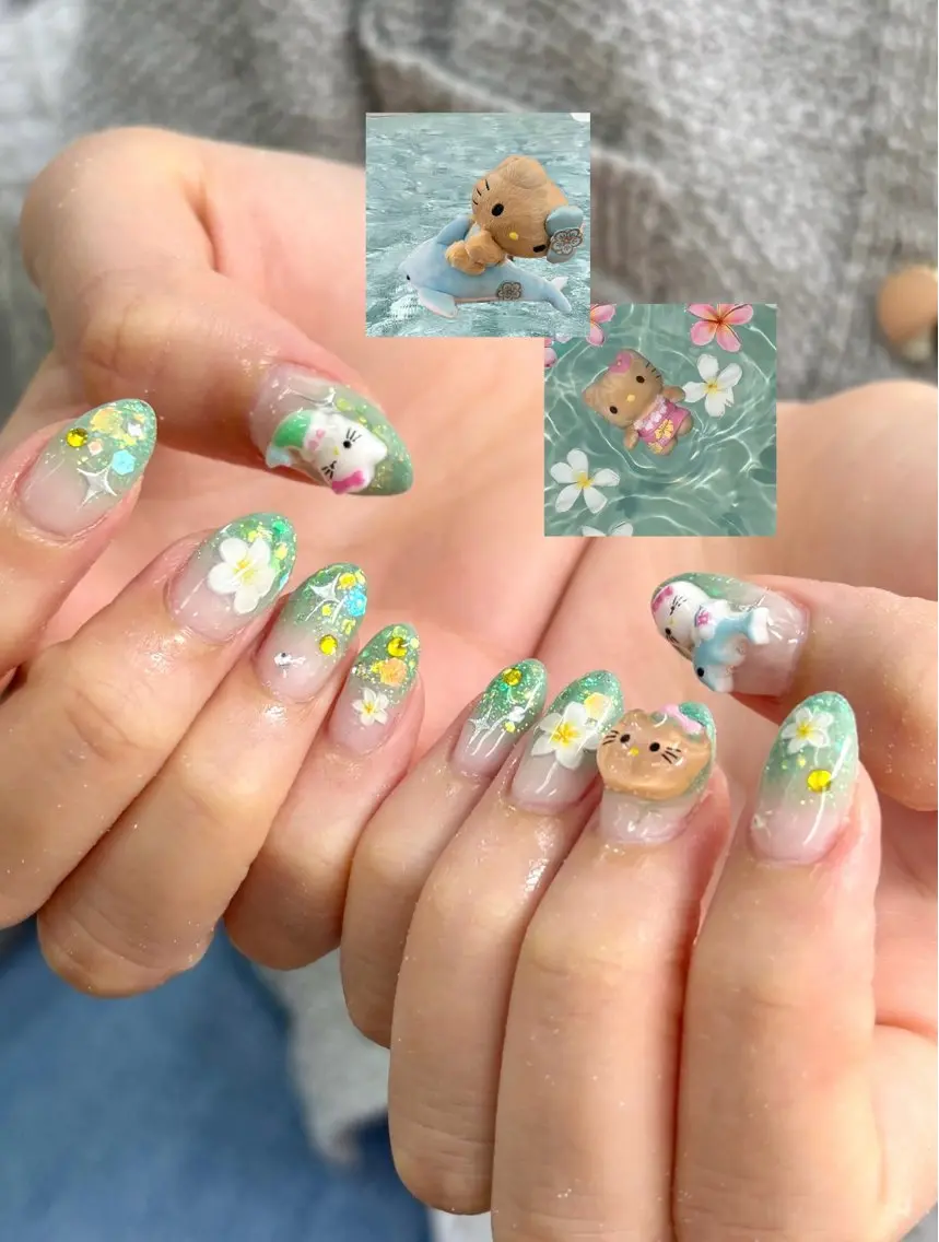 ネイル アートネイル ラメ(グリッター) ラメグラデーション 持ち込み 夏ネイル ハンドネイル フットネイル 中家 亜紗子のネイルデザイン