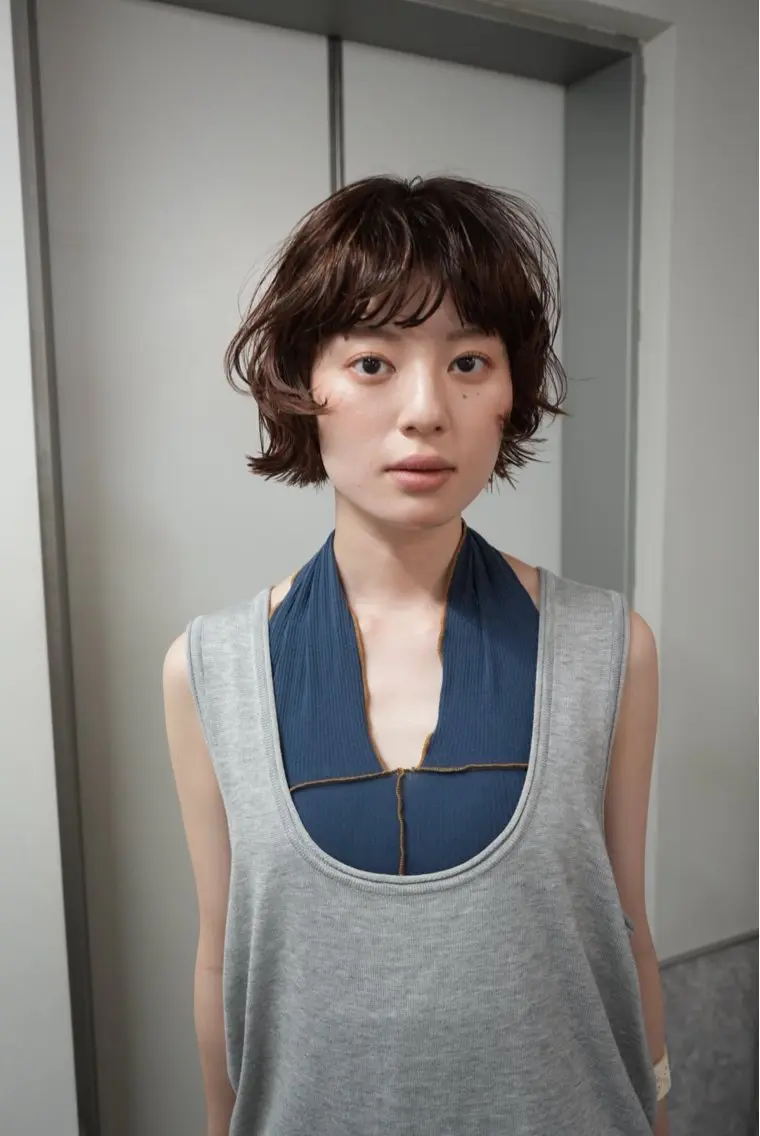 ショート パーマ ショートボブ ボブレイヤー ボブ レイヤーカット ショートヘア カット パーマ トリートメント レイヤー/ブリーチ 戸羽/新宿のヘアスタイル