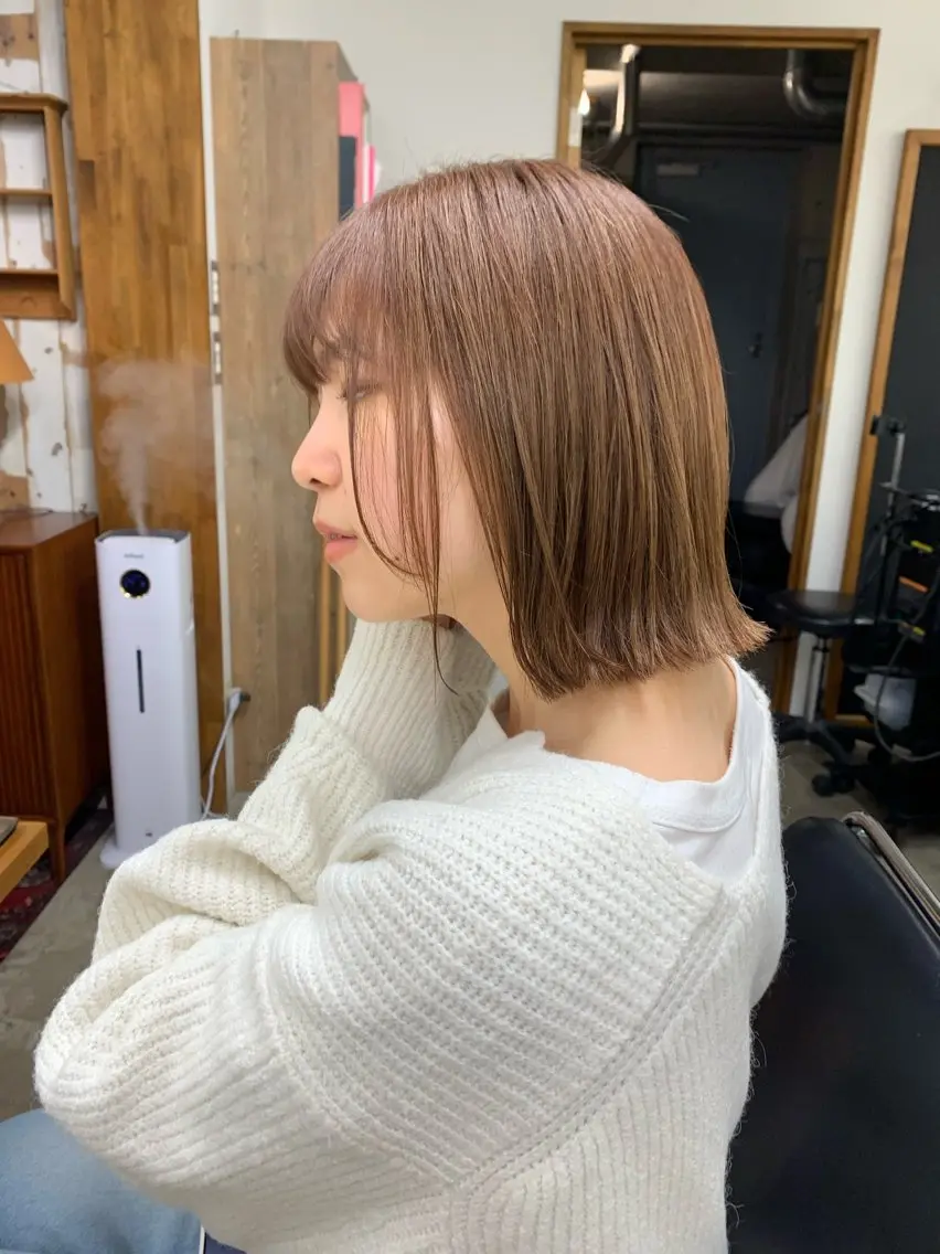 ミディアム ハイライト Ririkoボブ 透明感カラー🤍のヘアスタイル