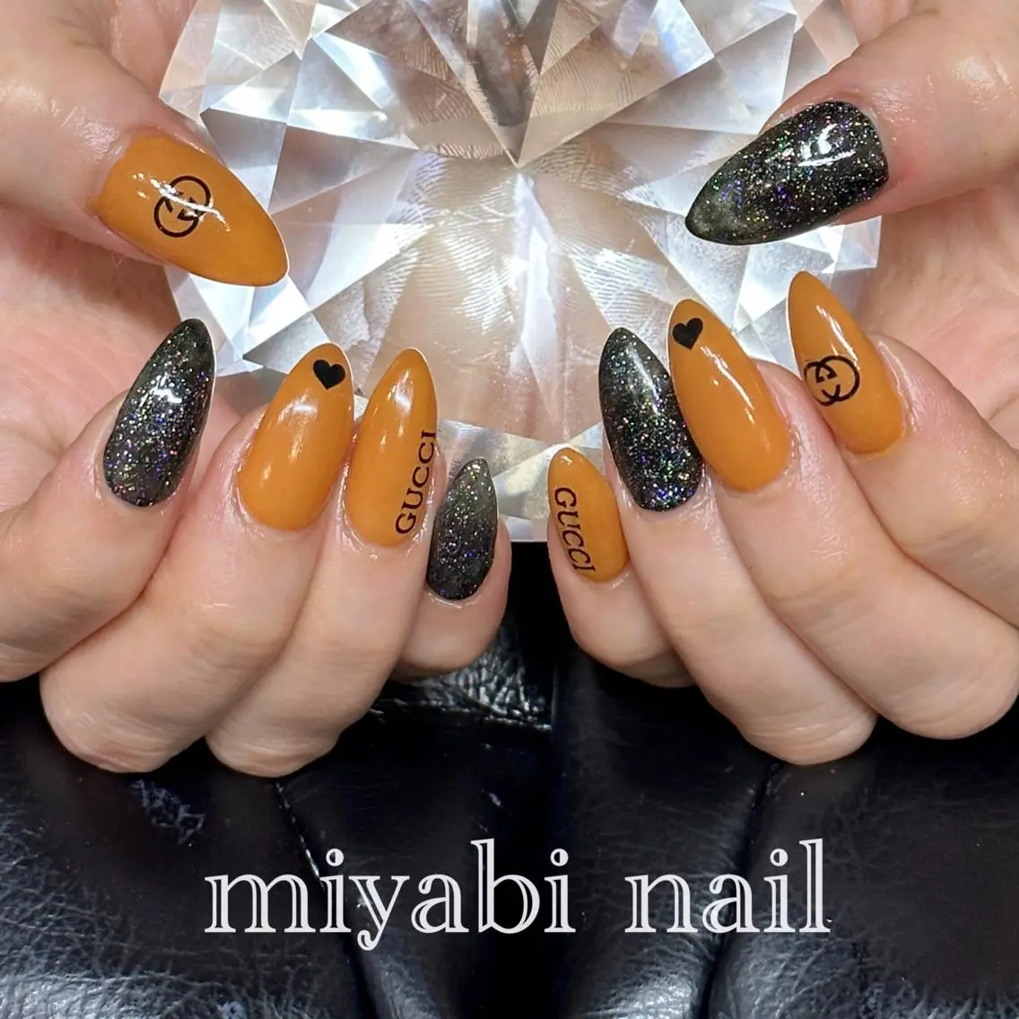 ネイル ジェルネイル ラメ(グリッター) ロングネイル 持ち込み 冬ネイル miyabi nail 桂川駅近くのネイルデザイン
