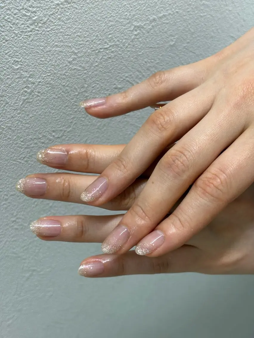 ネイル クリアネイル グラデーション ラメ(グリッター) ラメグラデーション filonnail yui_ニュアンスのネイルデザイン