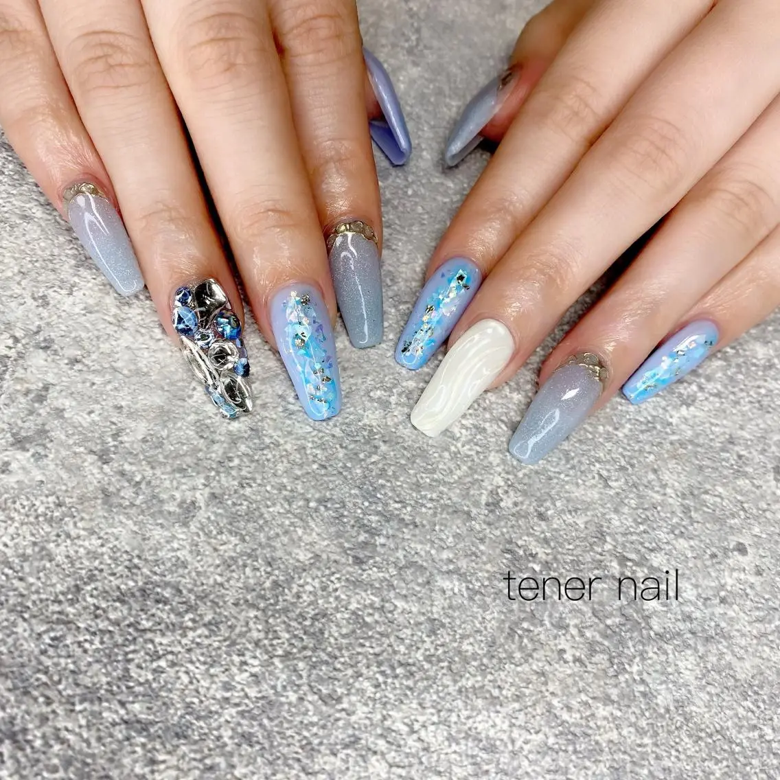 ネイル ブルー テネルネイル tener nailのネイルデザイン