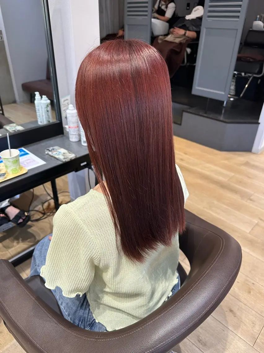 セミロング カラー レッドカラー トリートメント メンズ特化 Chere   金剛のヘアスタイル