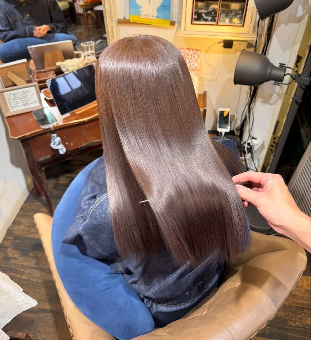 フルコース💐カット+カラー+髪質改善ストレート+5stepトリートメントの写真