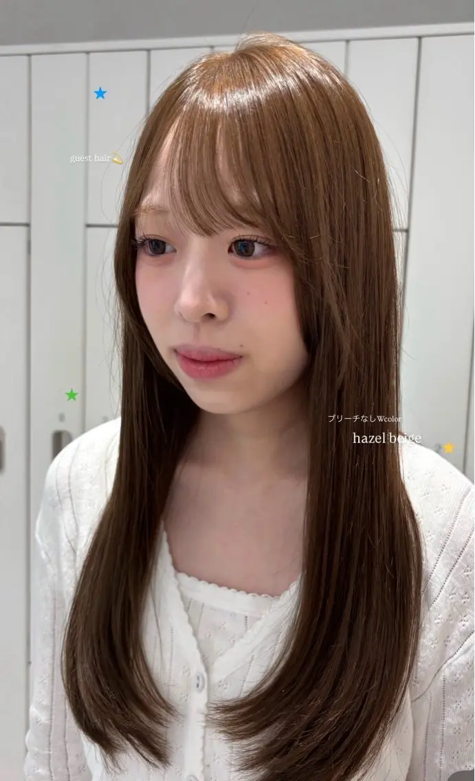 セミロング ヘアカラー 韓国レイヤー／透明感 カラー🍀そらのヘアスタイル