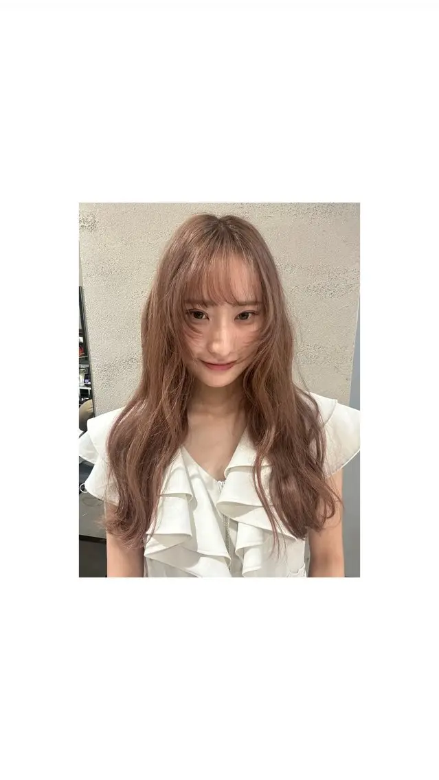 ロング カラー ベージュカラー ピンクカラー ピンクベージュ yuzuki縮毛矯正 /カラーモデルのヘアスタイル