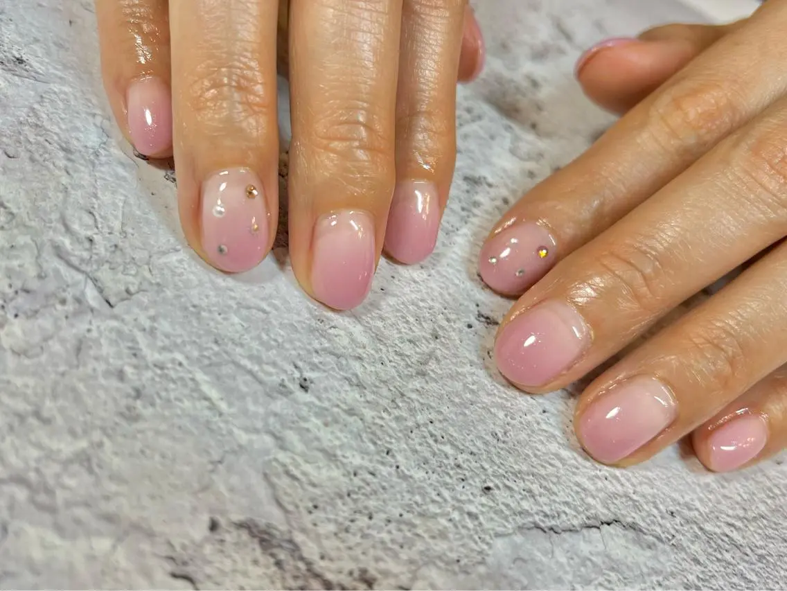 ロング ネイル ピンク シンプルネイル REPLENDA/ azusa(石井梓)のネイルデザイン
