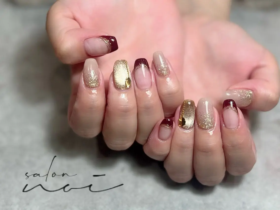ネイル ボルドー ハンドネイル salon noiのネイルデザイン