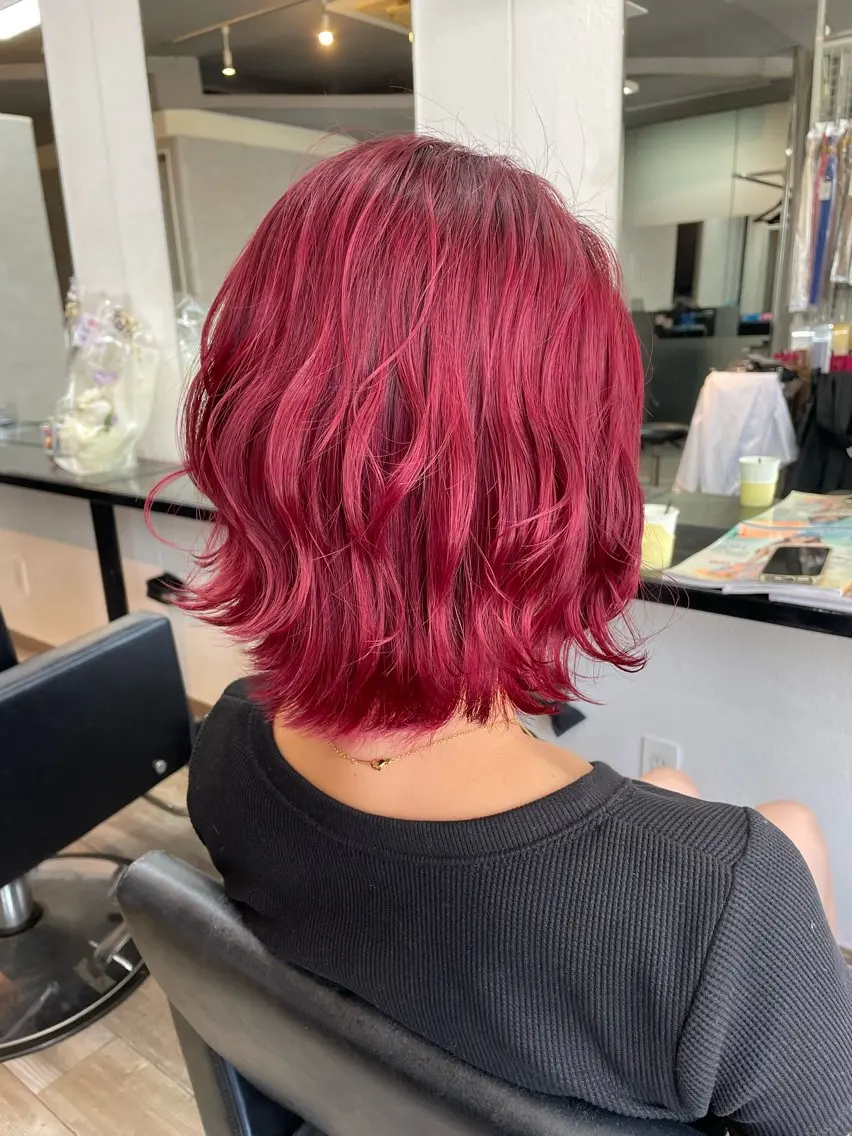 ショート カラー レッドカラー 💜Rebre** Mayu💜のヘアスタイル