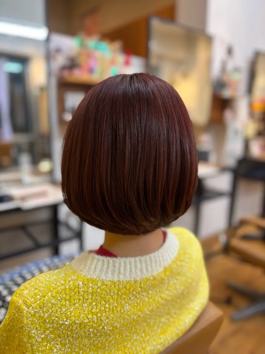 ミディアム カラー ボブレイヤー ボブ レイヤーカット カネコ ナナミのヘアスタイル