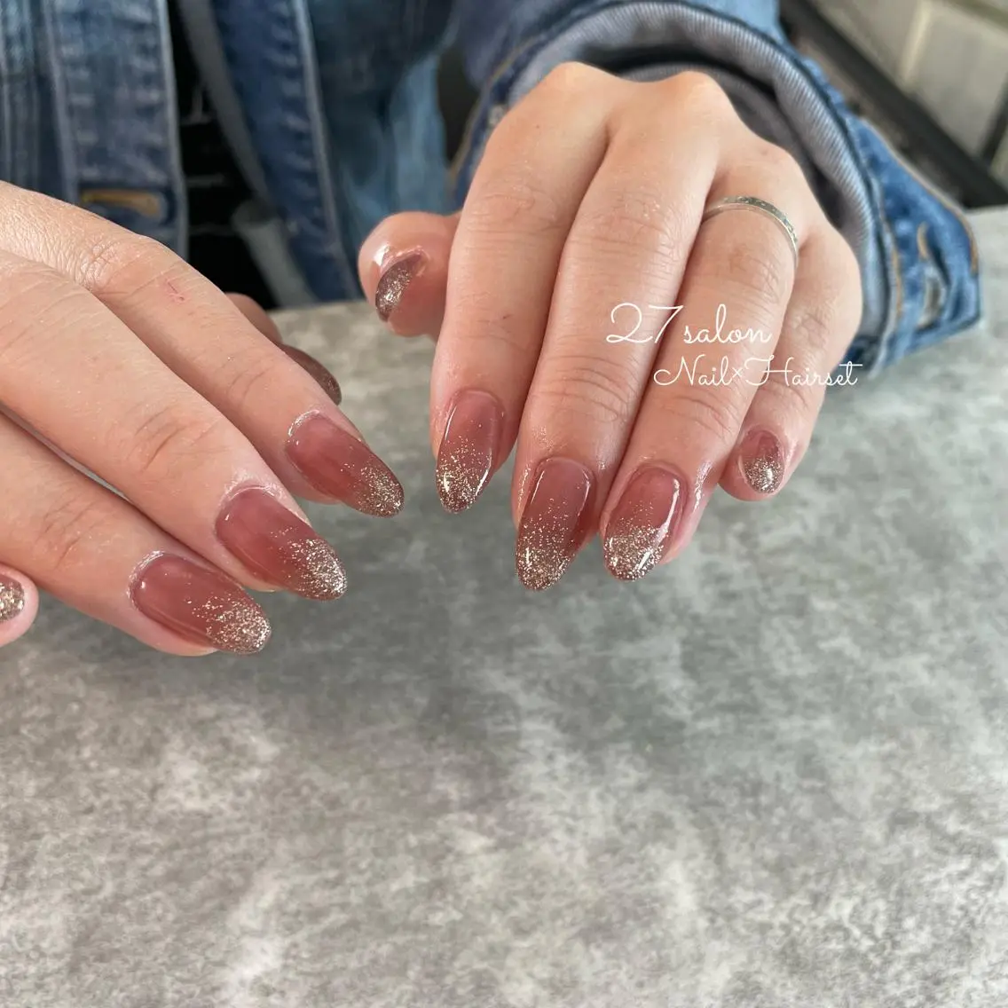 ネイル フラッシュネイル グラデーション オフィスネイル 27salon yuinaのネイルデザイン