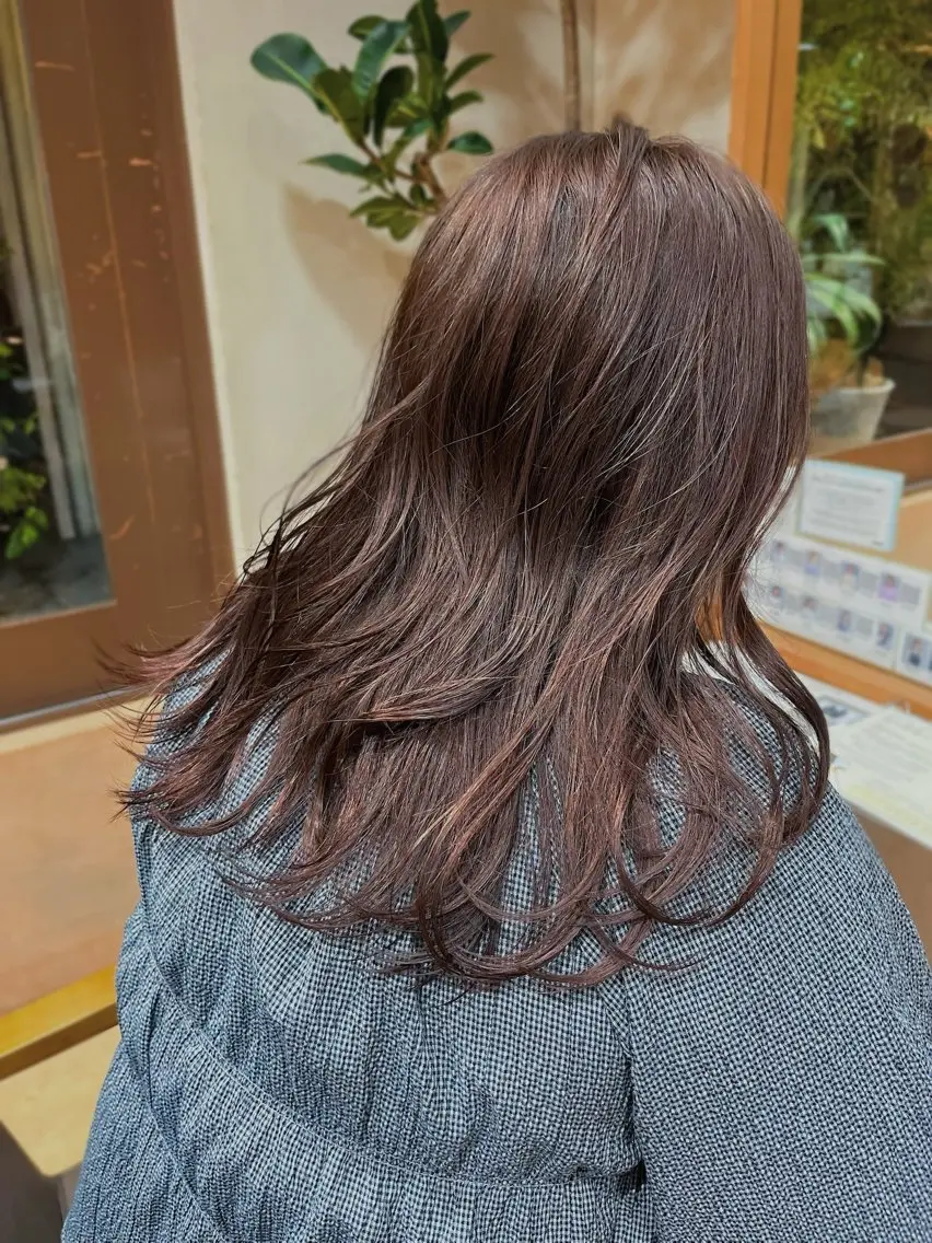 ミディアム ピンクブラウン ヘアカラー YUI🍊 ボブ/レイヤーカットのヘアスタイル