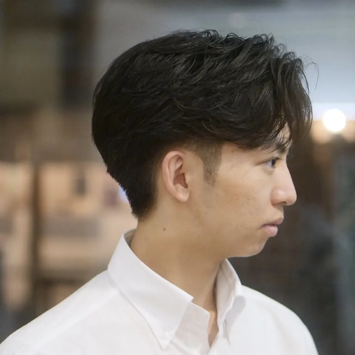 ショート メンズ メンズパーマ かきあげバング 廣多 克哉のヘアスタイル
