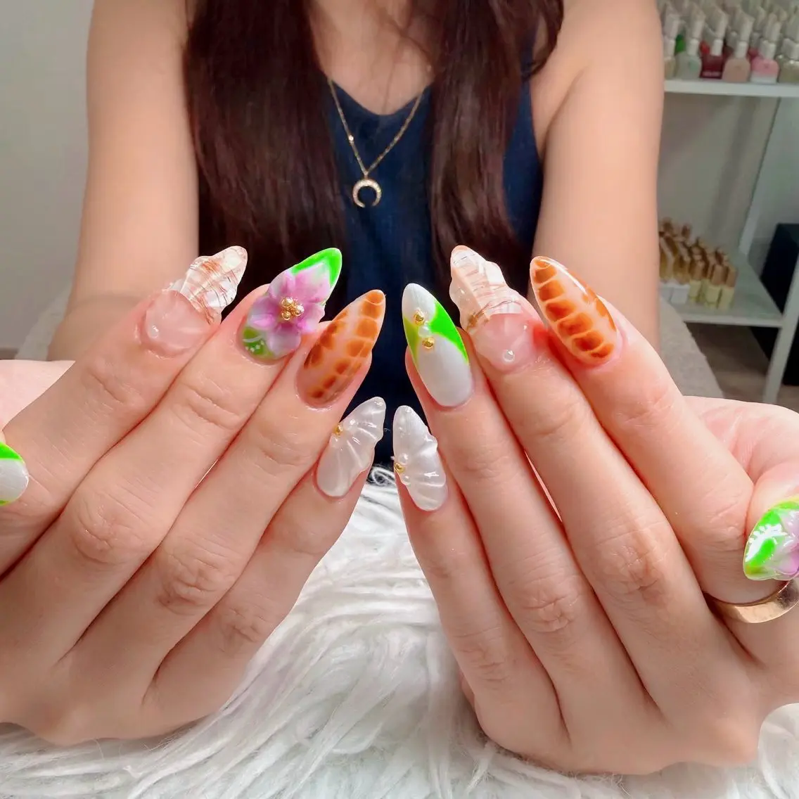 ネイル フットネイル フレンチネイル グラデーション 韓国ネイル ロングネイル Hani Nail Salonのネイルデザイン