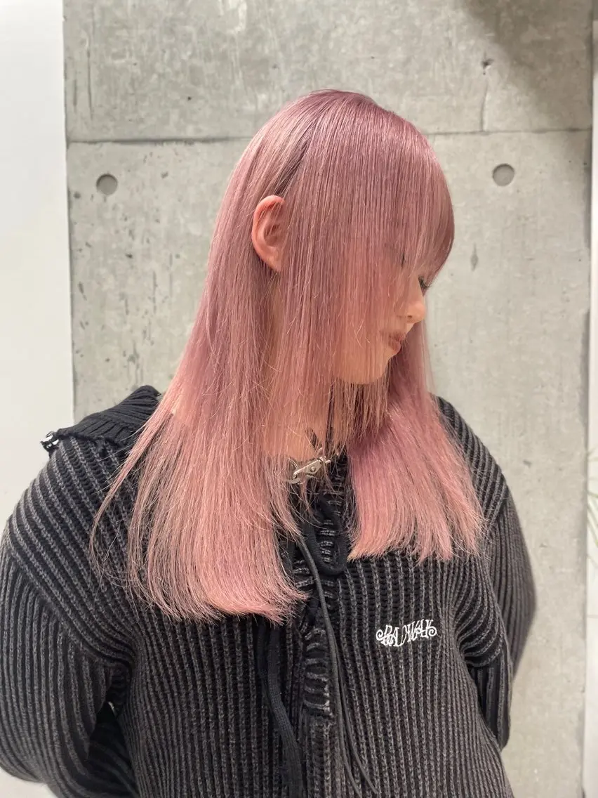 セミロング カラー ベージュカラー ピンクカラー ピンクベージュ ヘアカラー 🐯カット無料 /大雅🐯のヘアスタイル