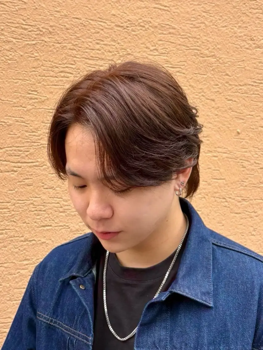 ショート カラー メンズ メンズブリーチ ブリーチ ブラウンカラー ブリーチなしカラー ピンクカラー ヘアカラー 竹保 凜空のヘアスタイル