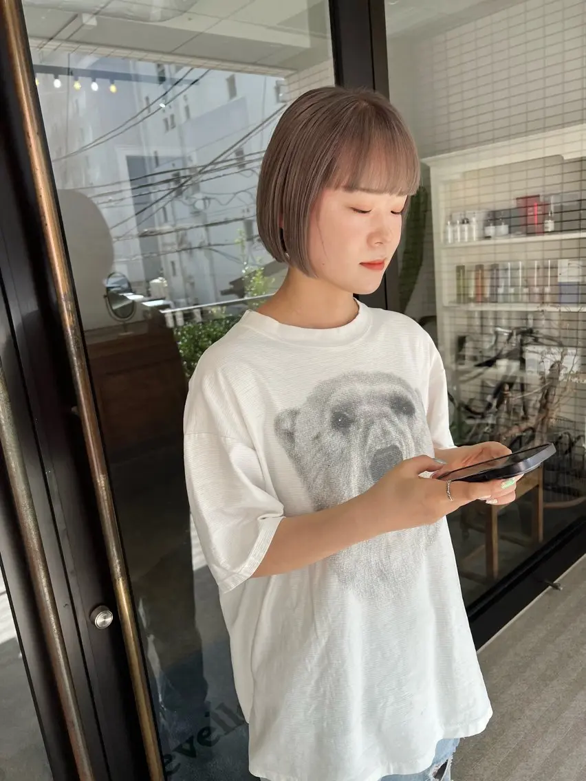 ショート カラー ブリーチ ケアブリーチ ダブルカラー ハイトーンカラー ボブ カット ヘアカラー 千葉 郁也のヘアスタイル