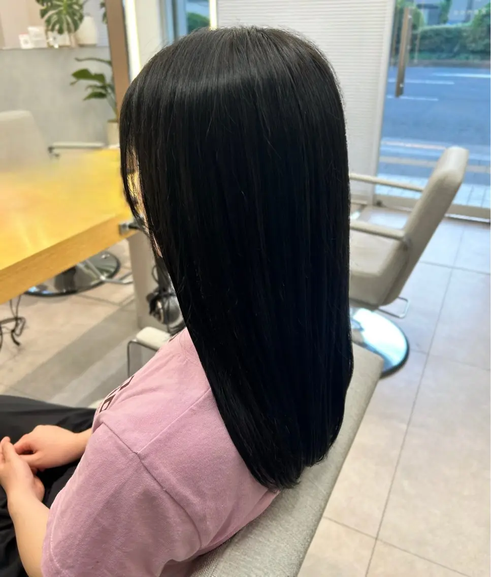 カラー 黒髪 ブルーカラー ブルーブラック ヘアカラー ルネ北千住店 Rinoのヘアスタイル