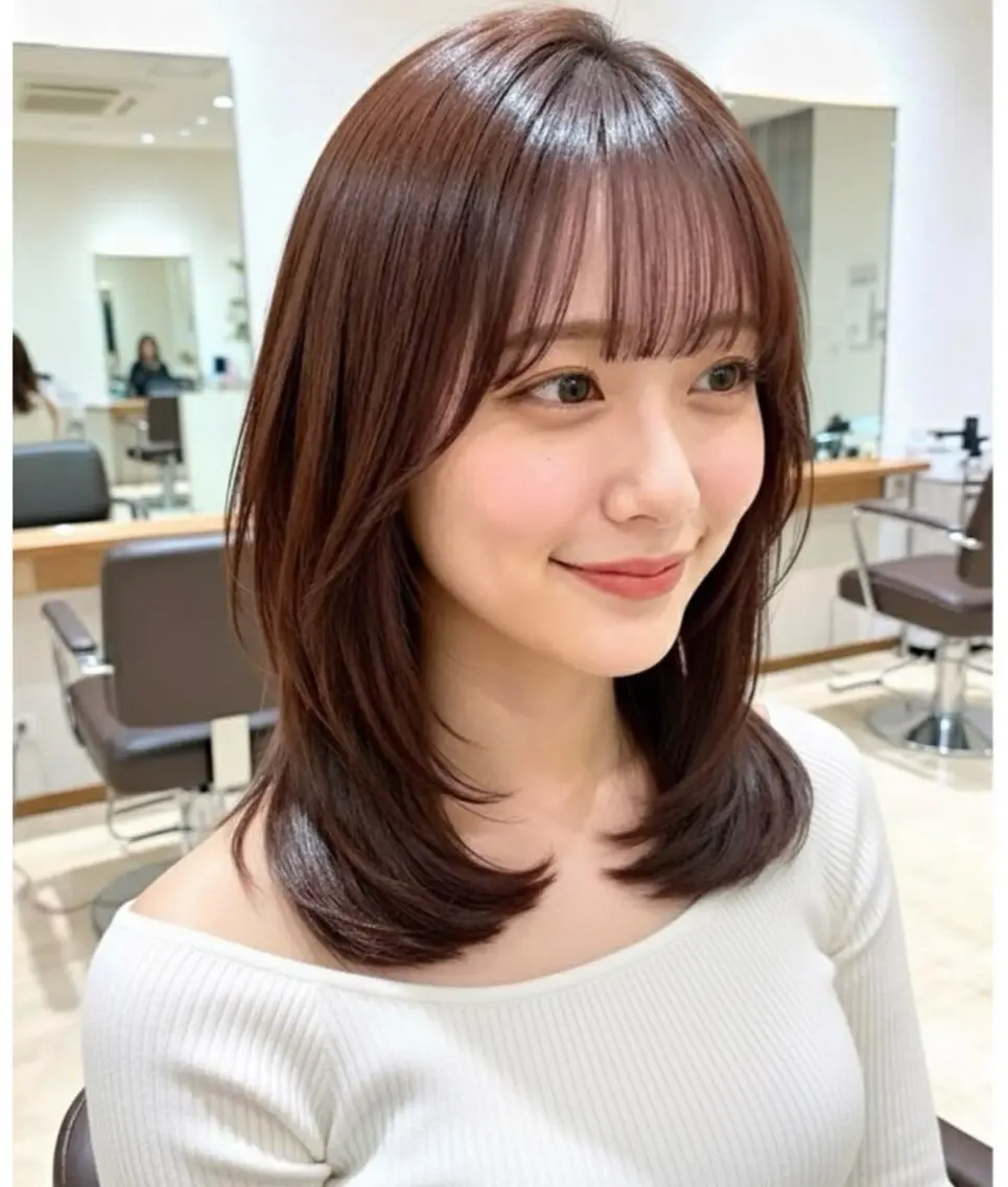 ミディアム 《期間限定無料》 ミディアムカット✂️のヘアスタイル