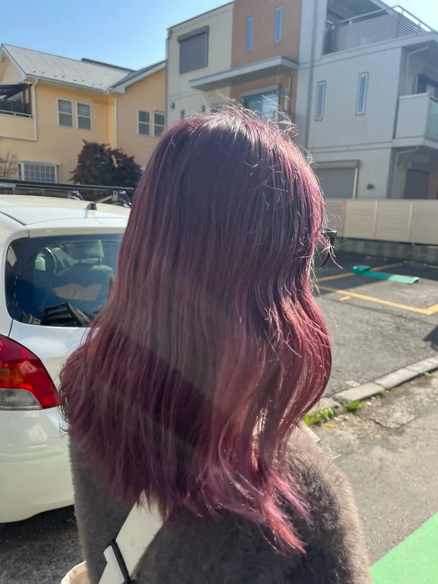 カラー カシス ピンクカラー 田中 涼太のヘアスタイル