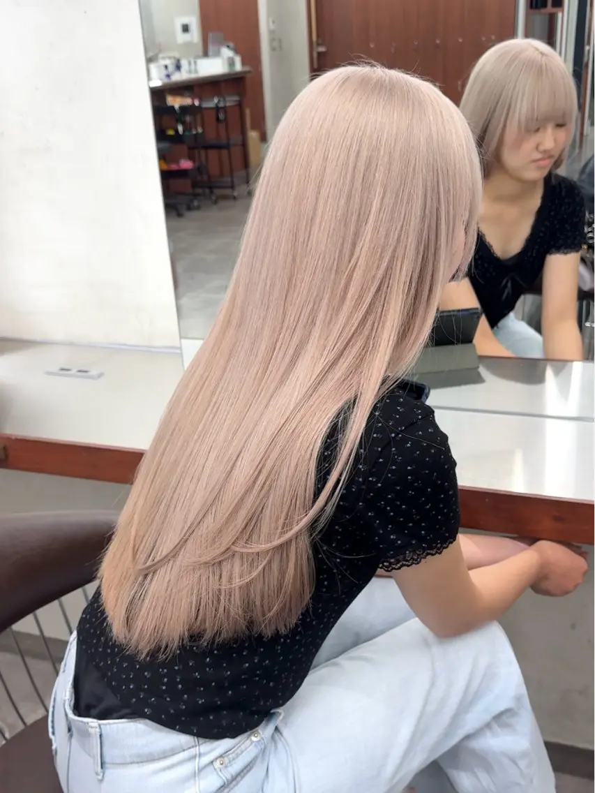 ロング カラー ベージュカラー ブリーチ ケアブリーチ 透明感カラー デザインカラー カット ヘアカラー トリートメント ブリーチ ハイトーン 特化🌈フジタハルキのヘアスタイル