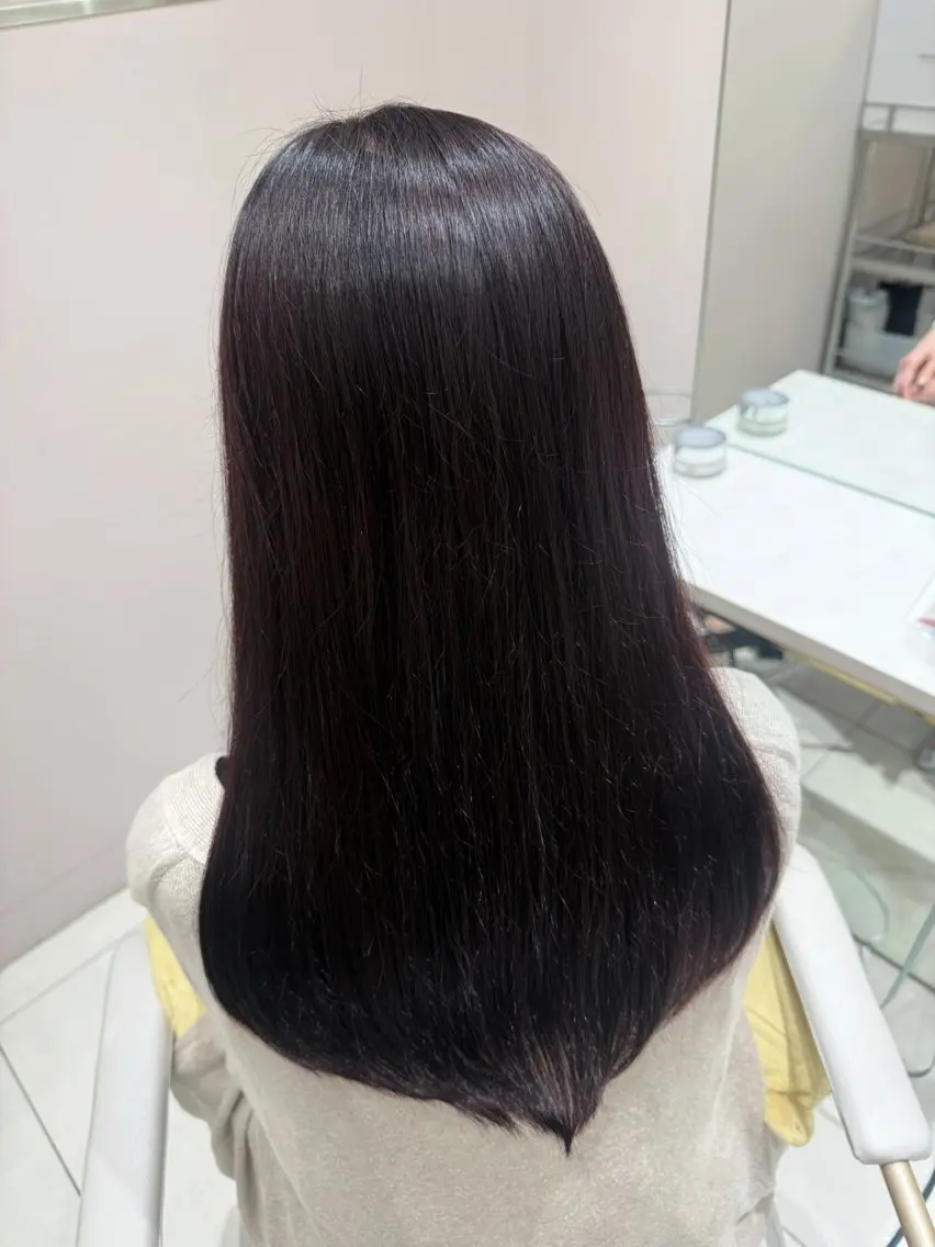 ロング ピンクラベンダー ヘアカラー トリートメント 艶髪/透明感カラー/ 縮毛矯正/三浦優心のヘアスタイル