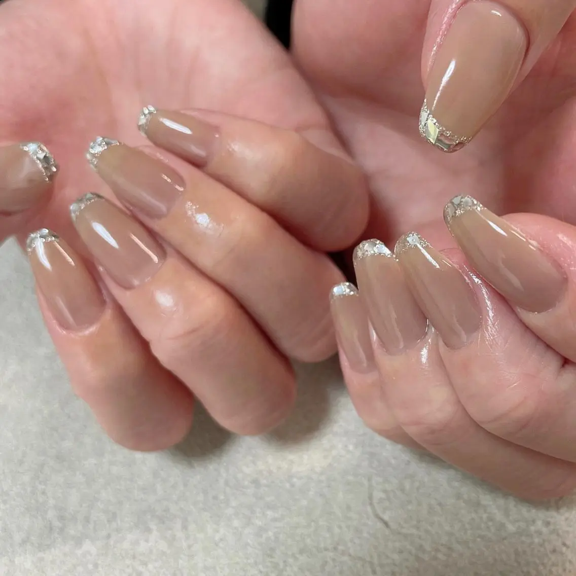 ネイル フレンチネイル ガラスフレンチ ハンドネイル lilbondir. chiharuのネイルデザイン