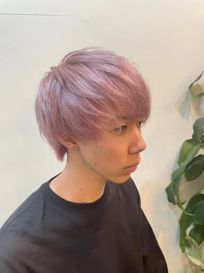 ショート カラー メンズ センターパート フェードカット メンズハイライト メンズ韓国風 マッシュウルフ カット ヘアカラー WEST OLAND加藤圭介のヘアスタイル