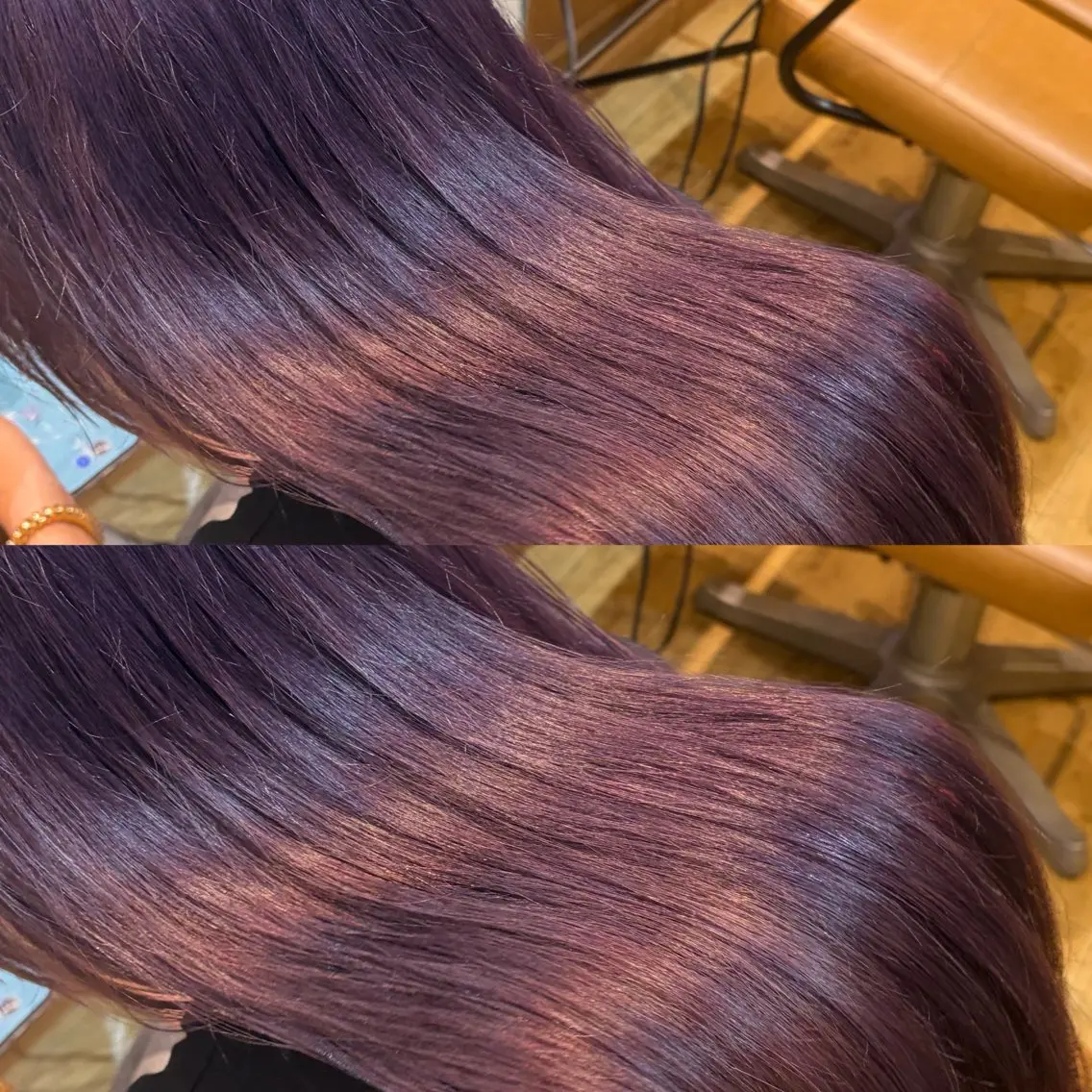 ロング カラー ブリーチ ボルドーカラー ケアブリーチ カシス ダブルカラー ヘアカラー トリートメント 👑髪質改善Wカラー 👑アユカのヘアスタイル
