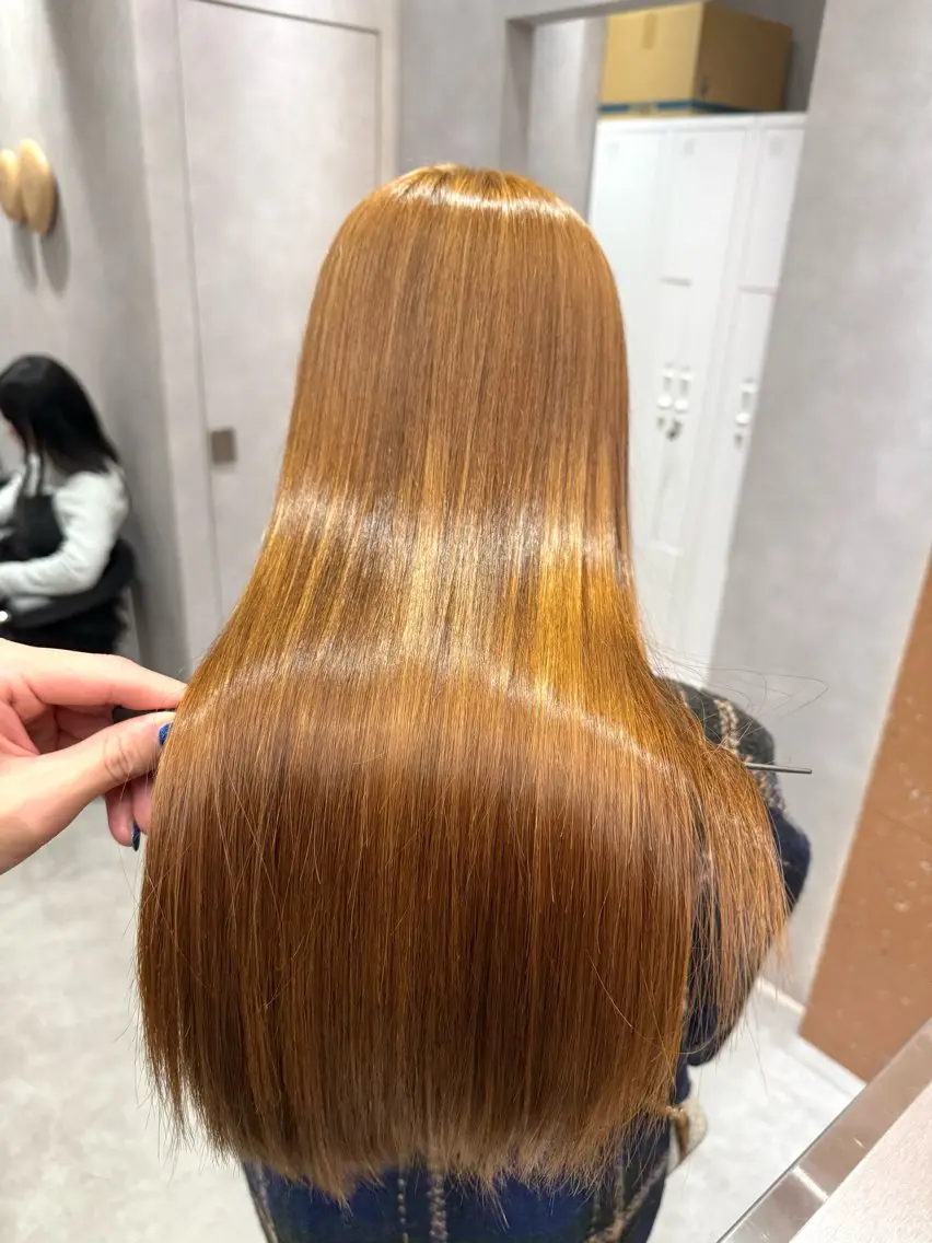 ロング カラー パーマ ヘアアレンジ 髪質改善 縮毛矯正 縮毛矯正 トリートメント 縮毛矯正/髪質改善/ ブリーチ毛/木元渓太のヘアスタイル